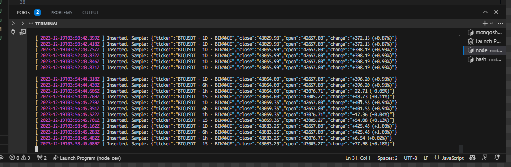 ウェブサーバでインディケータのデータを受け取り
