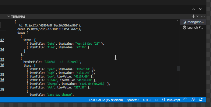 データをデータベース・mongodbに保存